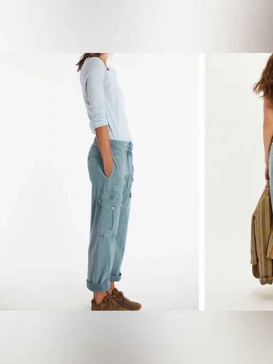 NWT Free People We The Free Park Ave Pants - autumn sky blue - medium - Picture 3 of 9